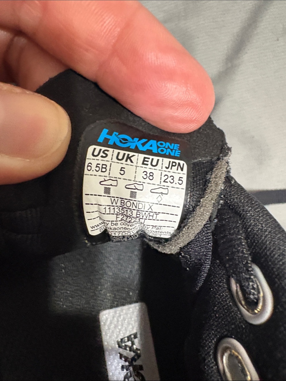 Hoka Bondi x Women Black and White Athletic Running Shoes - Picture 6 of 7